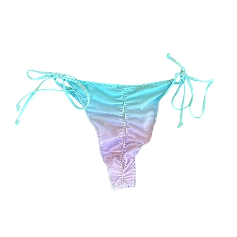 Moda Minx Crystal Cruise Tie Side Brazilian Bikini Bottom Blue Lilac Ombre‎ XXL